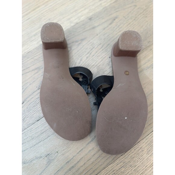 Tory Burch Moore Block Heel Black Leather Thong Sandals - Size 8M - Excellent - Picture 3 of 12